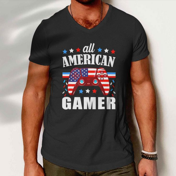 All American Gamer Boys Funny 4Th Of July Video Game Men V-Neck Tshirt