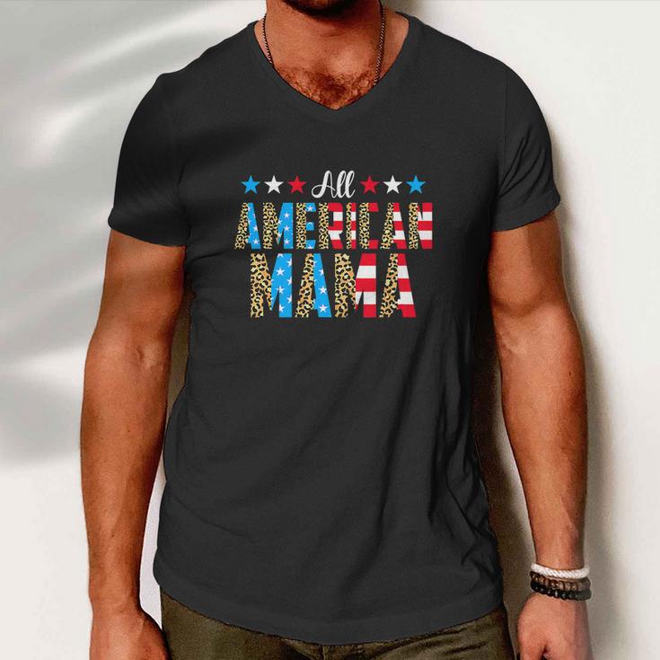 All American Mama 4Th Of July Leopard Men V-Neck Tshirt