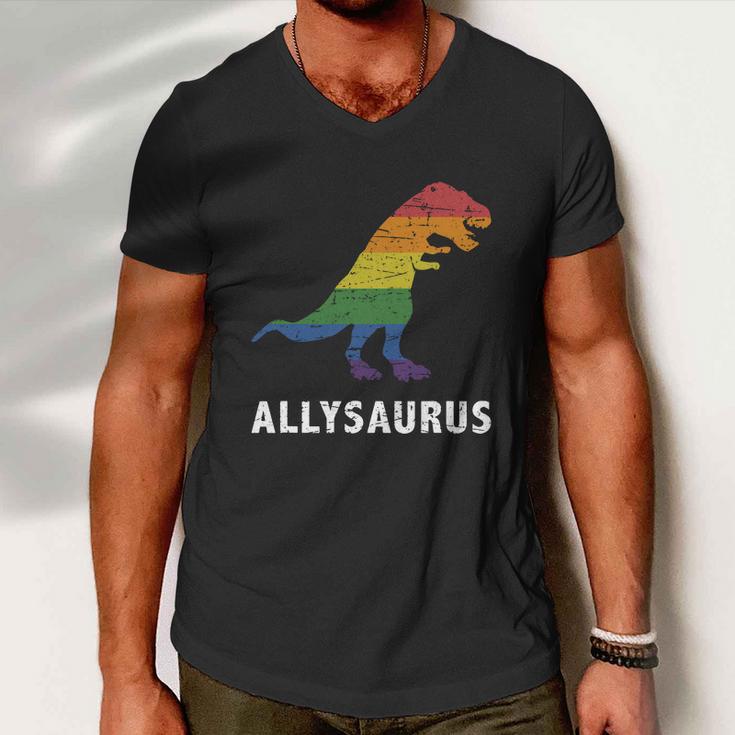 Ally Lgbt Pride Allysaurus Dinosaur Tshirt Men V-Neck Tshirt