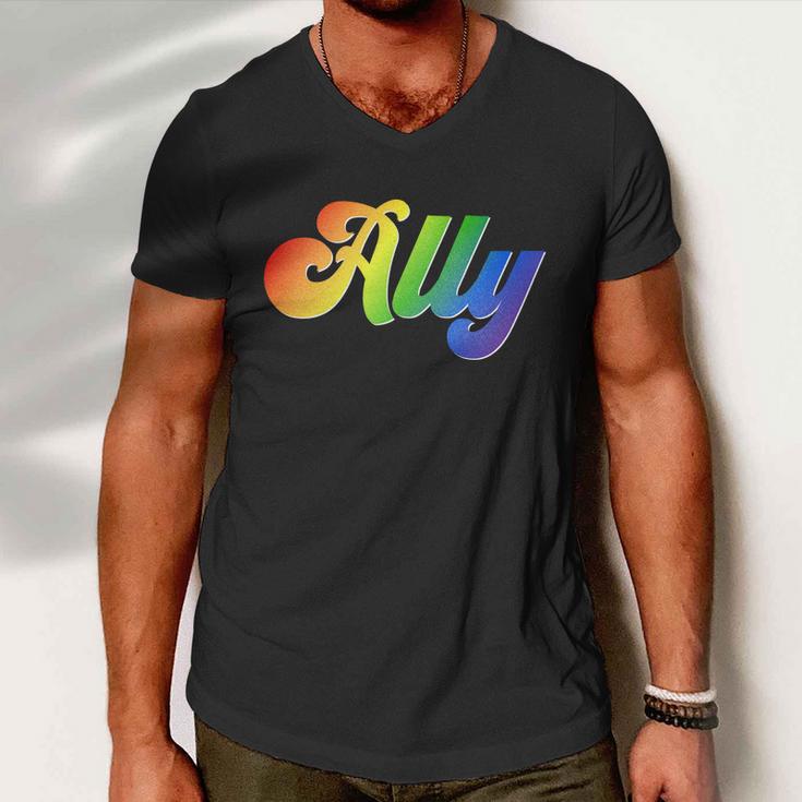 Ally Lgbt Support Tshirt Men V-Neck Tshirt