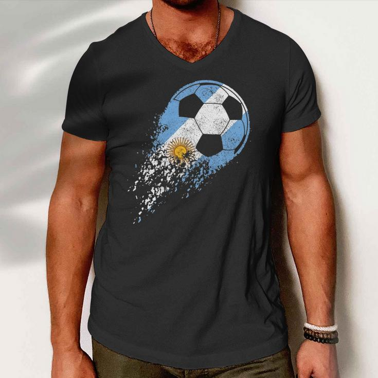 Argentina Soccer Argentinian Flag Pride Soccer Player Men V-Neck Tshirt