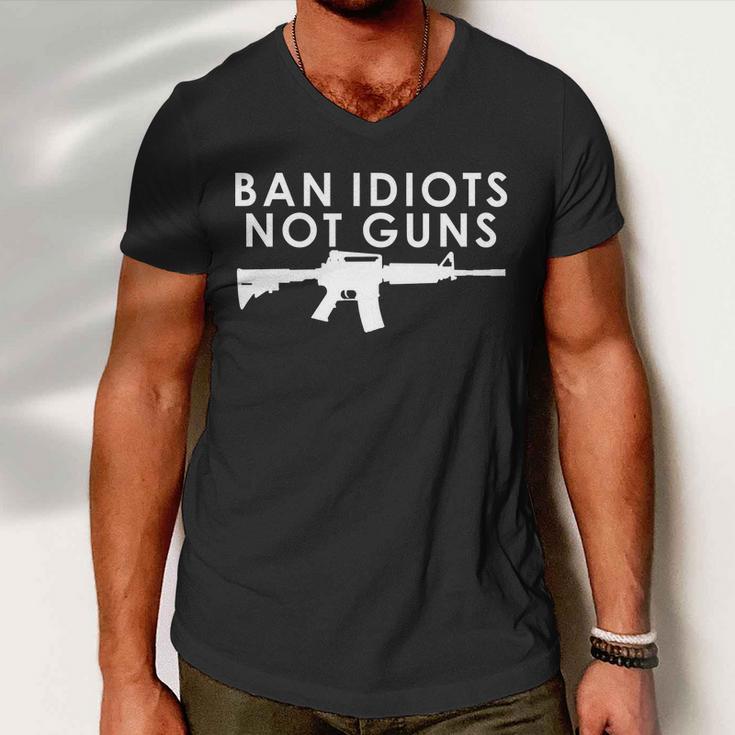 Ban Idiots Not Guns Gun Rights Logo Tshirt Men V-Neck Tshirt