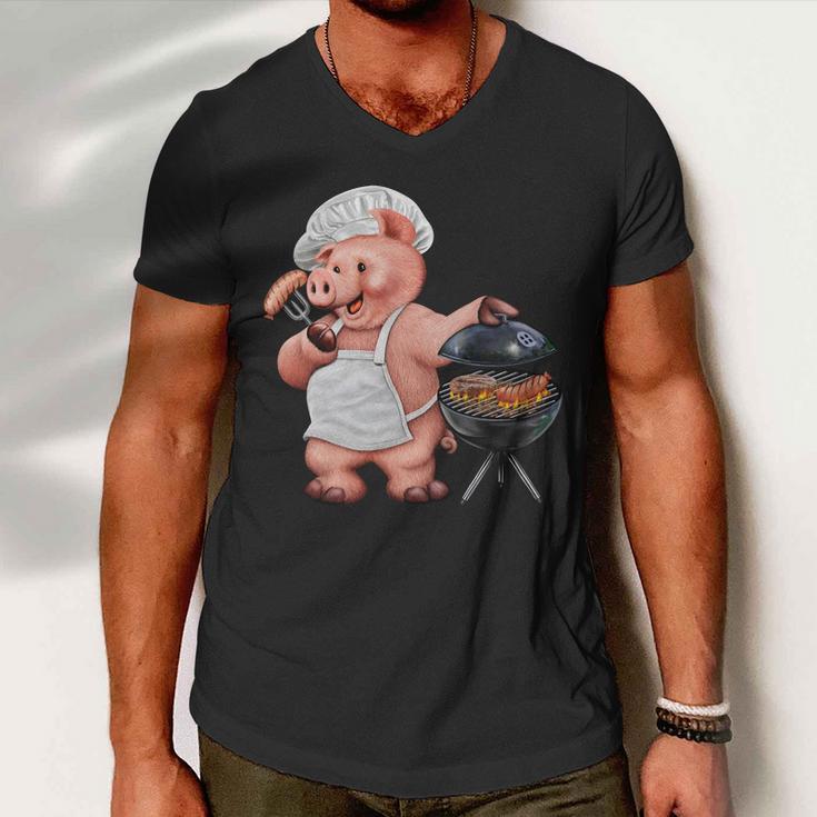 Bbq Pig Grilling Tshirt Men V-Neck Tshirt