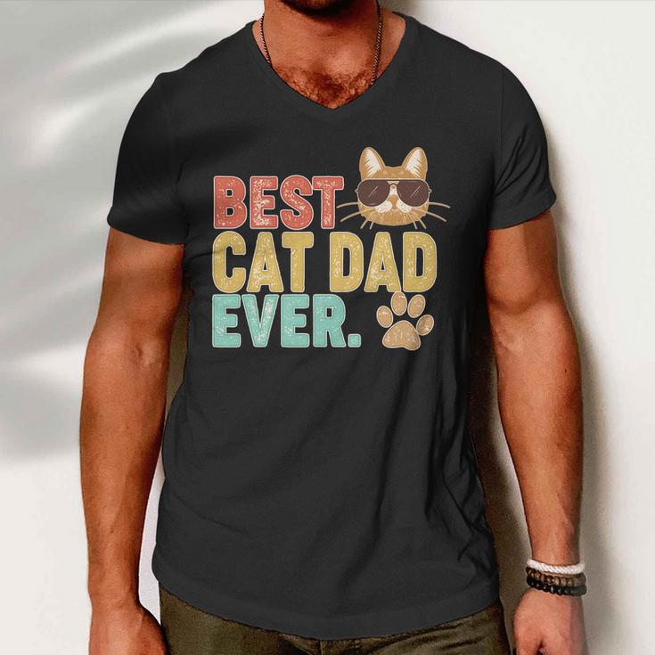 Best Cat Dad Ever Vintage Colors Tshirt Men V-Neck Tshirt