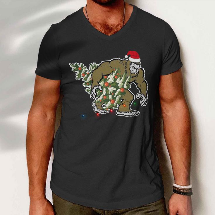 Bigfoot Stole Christmas Tshirt Men V-Neck Tshirt