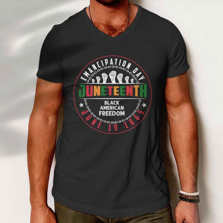 Black American Freedom Juneteenth Graphics Plus Size Shirts For Men Women Family Men V-Neck Tshirt