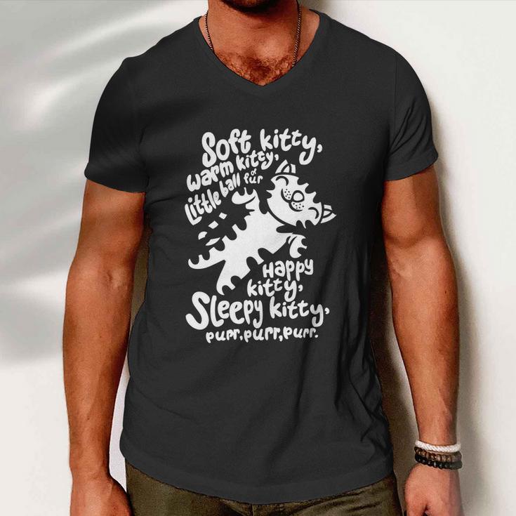 Black Soft Kitty Funny V2 Men V-Neck Tshirt