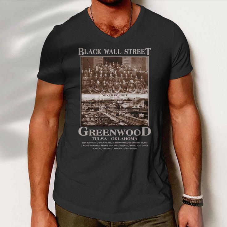 Black Wall Street Never Forget Greenwood Tulsa Oklahoma Tshirt Men V-Neck Tshirt