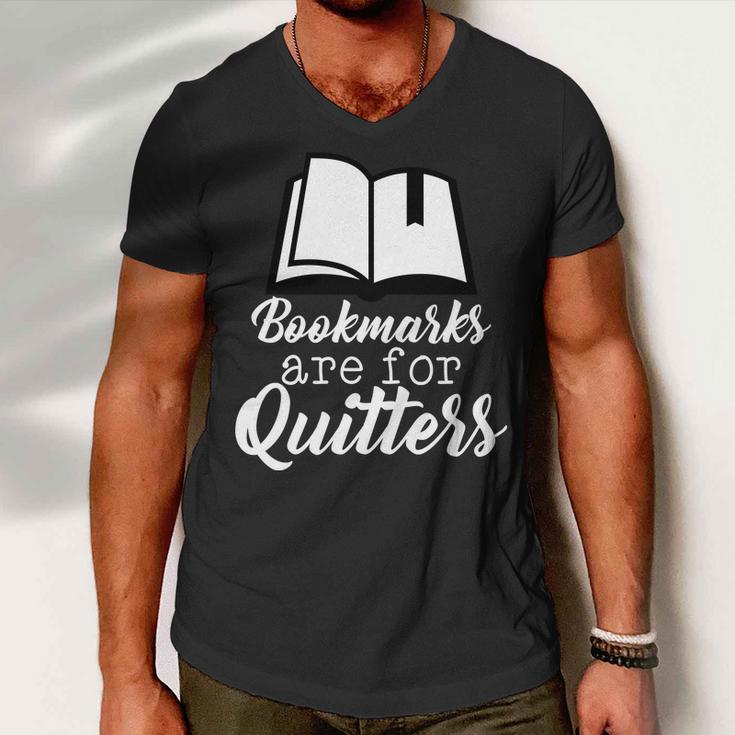 Book Lovers - Bookmarks Are For Quitters Tshirt Men V-Neck Tshirt