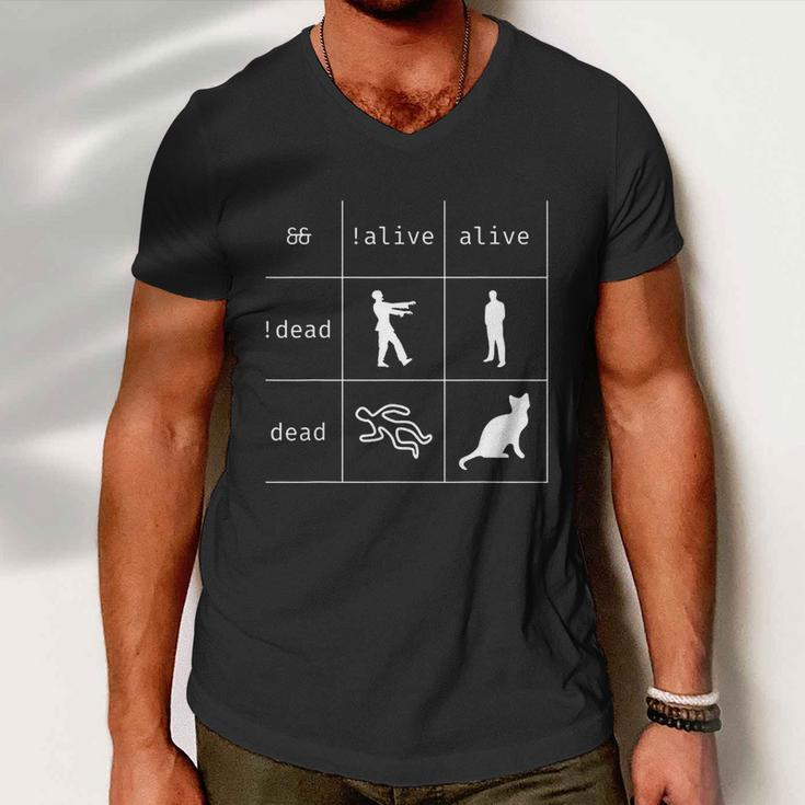 Boolean Logic Alive And Dead Funny Programmer Cat Tshirt Men V-Neck Tshirt