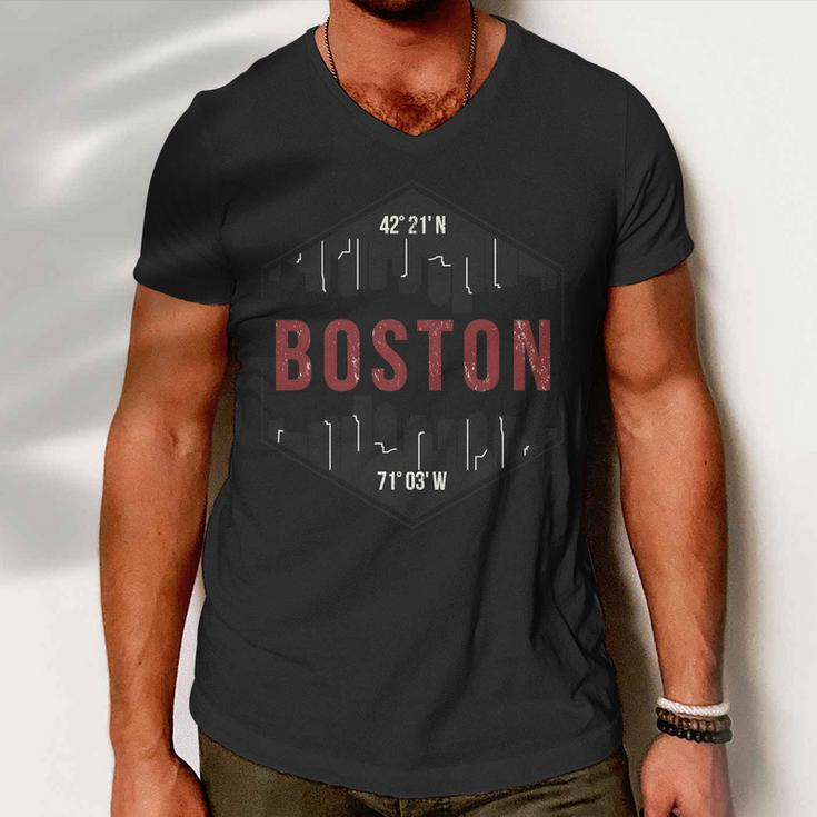 Boston Skyline V2 Men V-Neck Tshirt