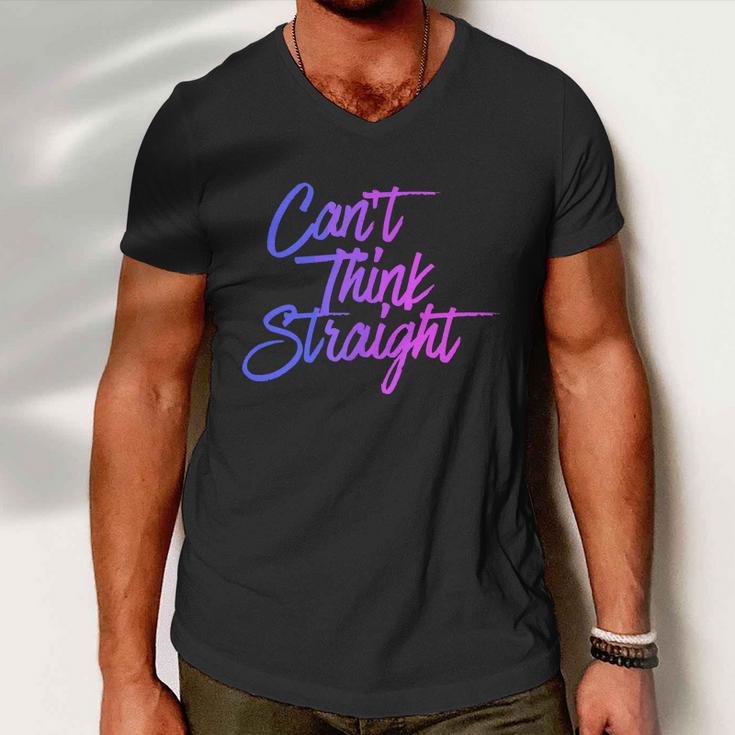 Cant Think Straight Funny Bisexual Bi Pride Flag Men V-Neck Tshirt