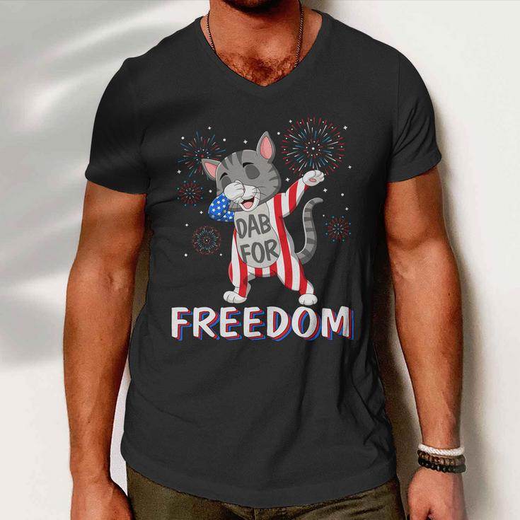 Cat Dabbing 4Th Of July Cute Plus Size Graphic Shirt For Men Women Family Unisex Men V-Neck Tshirt