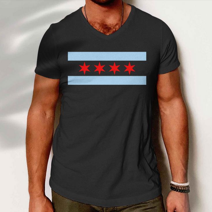 Chicago Flag Men V-Neck Tshirt