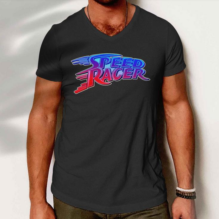 Classic Retro Speed Racer Logo Tshirt Men V-Neck Tshirt