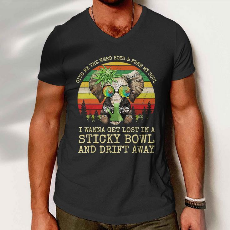 Cool Elephant Smoking Weed Bong Marijuana Cannabis Stoner Men V-Neck Tshirt