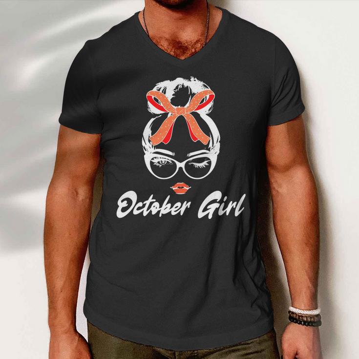 Cute October Girl Birthday Men V-Neck Tshirt