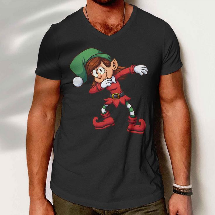 Dabbing Elf Cute Funny Christmas Tshirt Men V-Neck Tshirt