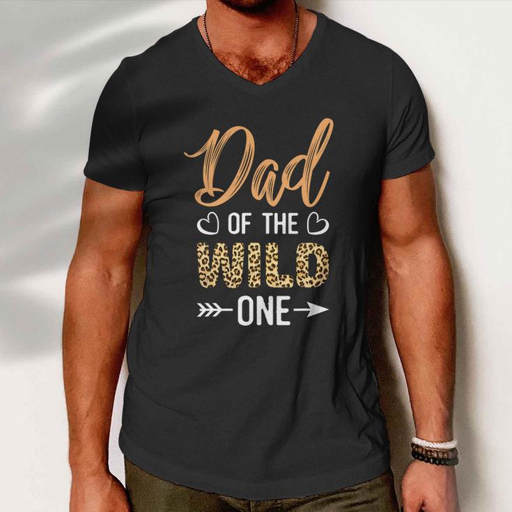 Dad Of The Wild One Toddler 1St Birthday Leopard Dad Boy Men V-Neck Tshirt