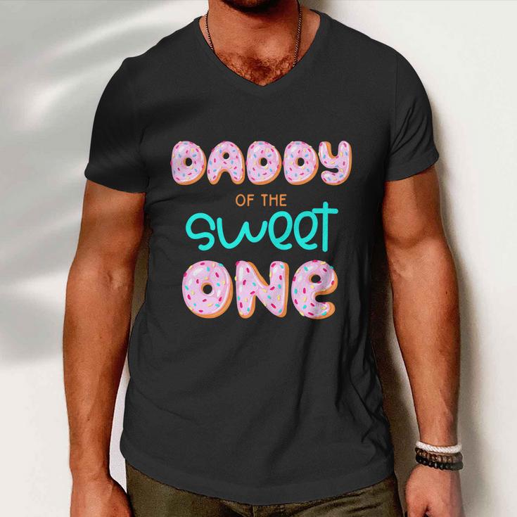 Daddy Of The Sweet One First Birthday Matching Family Donut Men V-Neck Tshirt