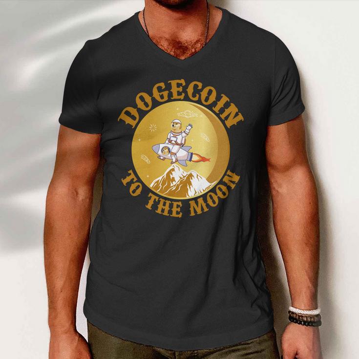 Dogecoin Vintage To The Moon Tshirt Men V-Neck Tshirt