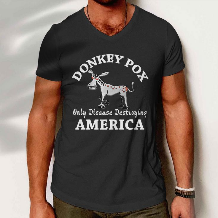 Donkey Pox Only Disease Destroying America Anti Liberal Men V-Neck Tshirt