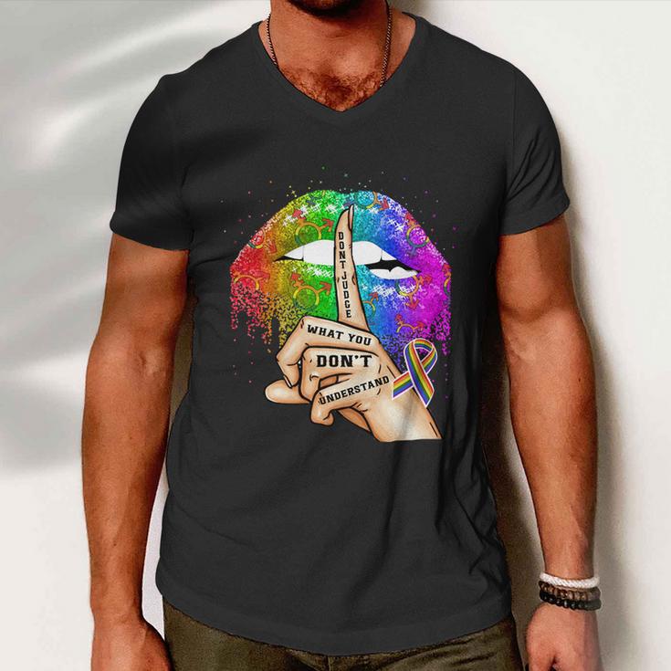 Dont Judge What You Dont Understand Lgbt Pride Lips Men V-Neck Tshirt