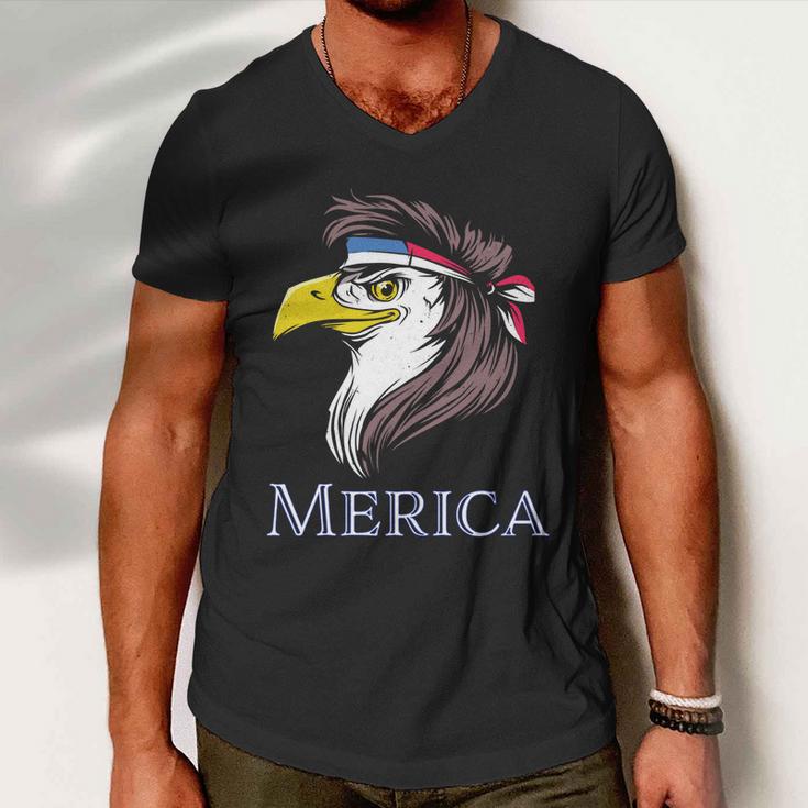 Eagle With A Mullet Merica 4Th Of July Usa American Flag Gift Men V-Neck Tshirt