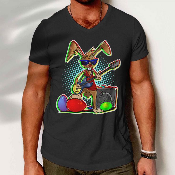 Easter Rock Bunny V2 Men V-Neck Tshirt