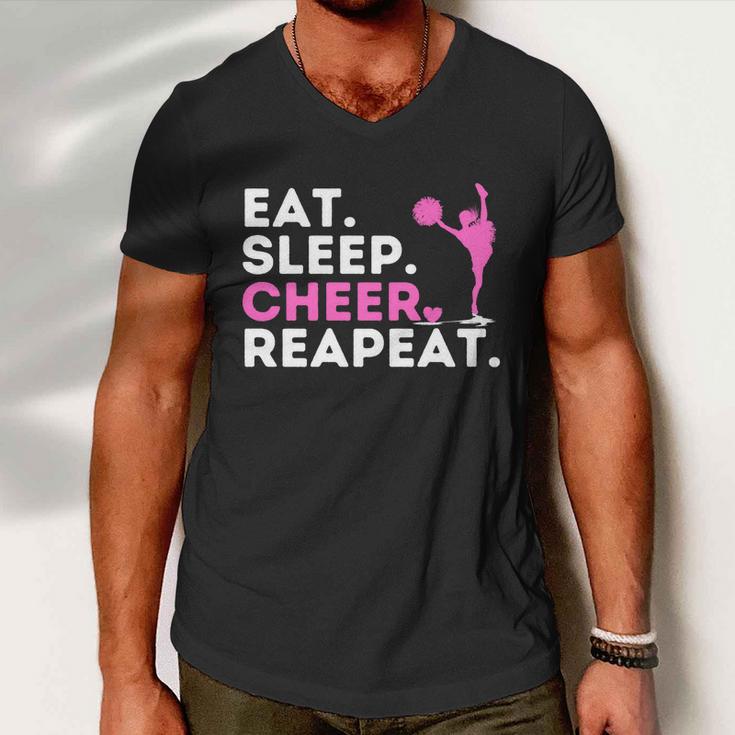 Eat Sleep Cheer Repeat Meaningful Gift Cheerleader Cheerleading Cheering Gift Men V-Neck Tshirt