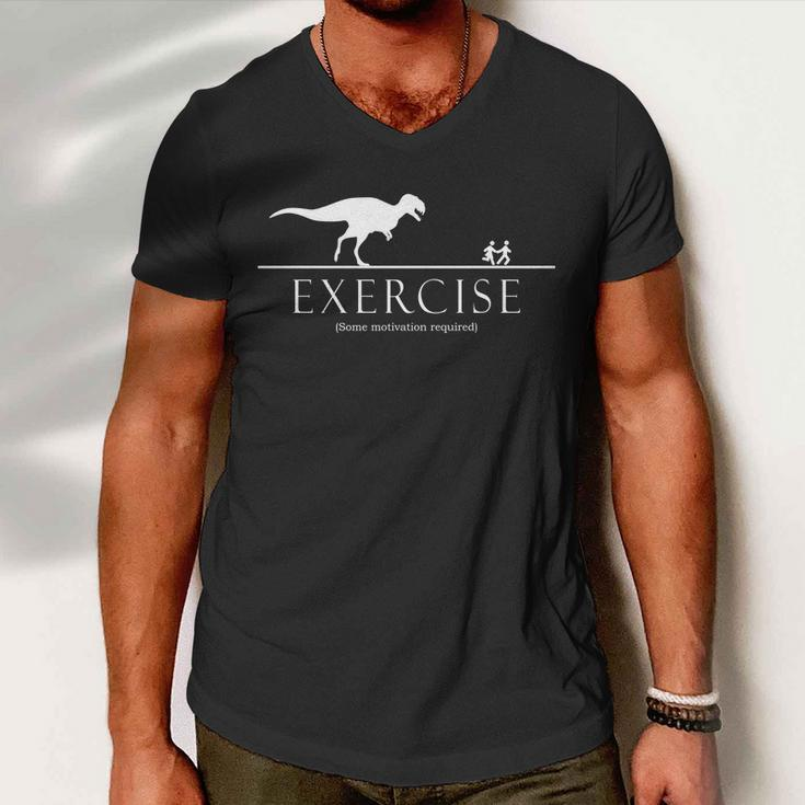 Exercise Some Motivation Required Running From Trex Men V-Neck Tshirt