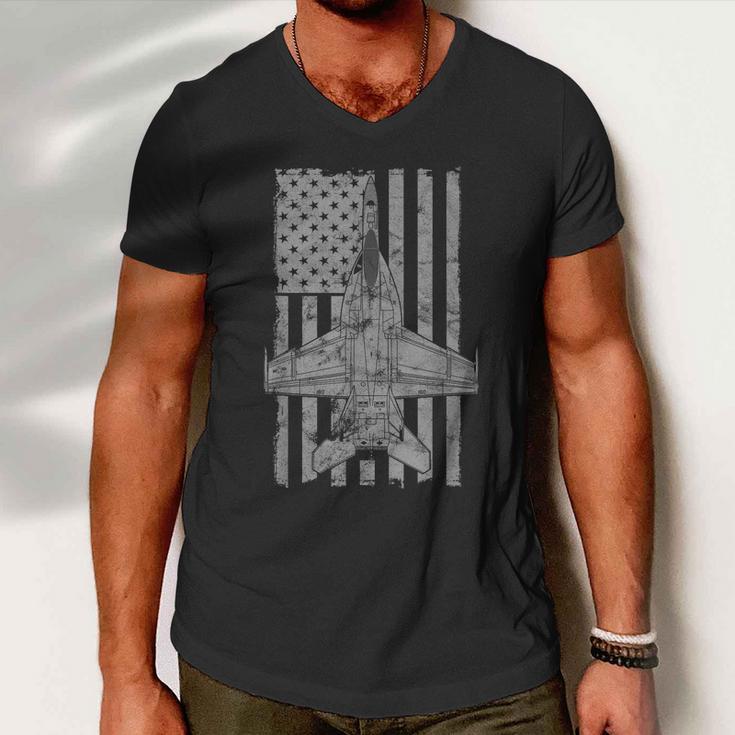 F18 Super Hornet Jet Airplane Vintage Flag Tshirt Men V-Neck Tshirt