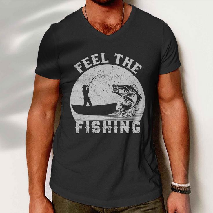 Feel The Fishing Men V-Neck Tshirt