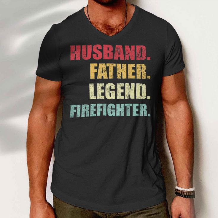 Firefighter Funny Husband Father Legend Firefighter Fathers Day Men V-Neck Tshirt