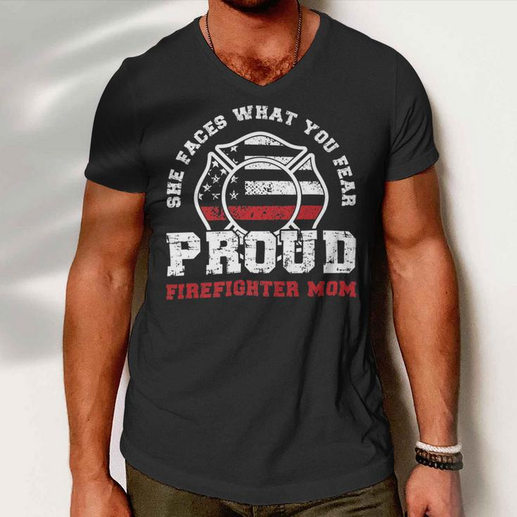 Firefighter Proud Fire Mother Of A Firefighter Daughter Men V-Neck Tshirt