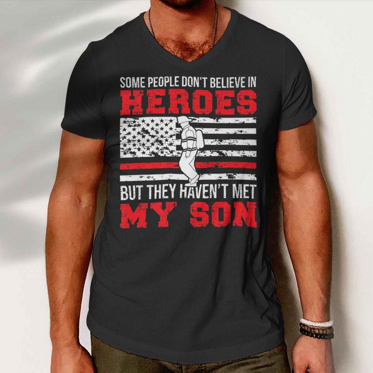 Firefighter Proud Fireman Dad Of A Firefighter Father Fire Dad V2 Men V-Neck Tshirt