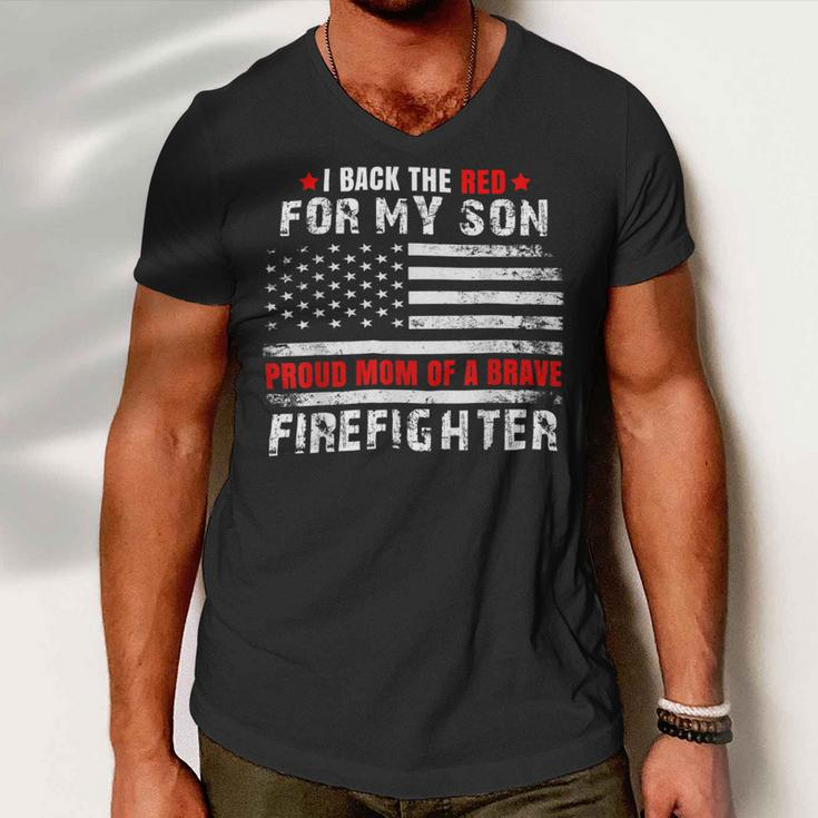 Firefighter Proud Mom Of Firefighter Son I Back The Red For My Son V2 Men V-Neck Tshirt