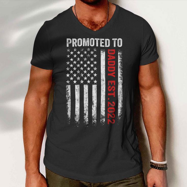 Firefighter Red Line Promoted To Daddy 2022 Firefighter Dad Men V-Neck Tshirt