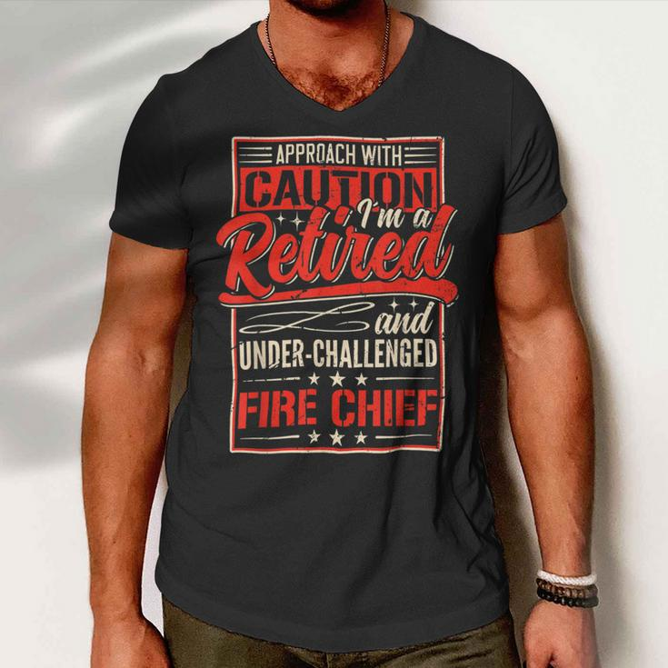 Firefighter Retired Fire Chief Firefighter Retirement 2022 Dad Grandpa V2 Men V-Neck Tshirt