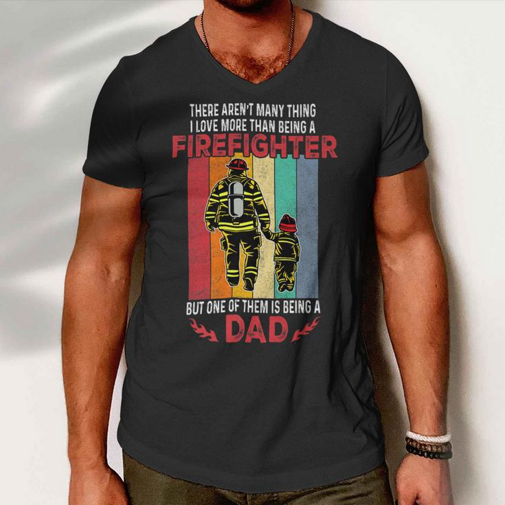 Firefighter Retro Vintage Father And Son Firefighter Dad Fathers Day V2 Men V-Neck Tshirt