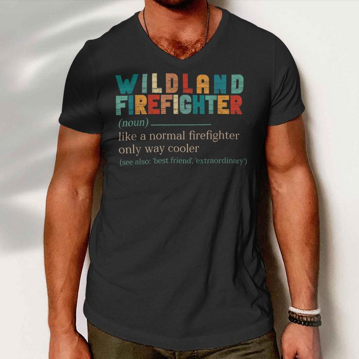Firefighter Wildland Fire Rescue Department Funny Wildland Firefighter Men V-Neck Tshirt