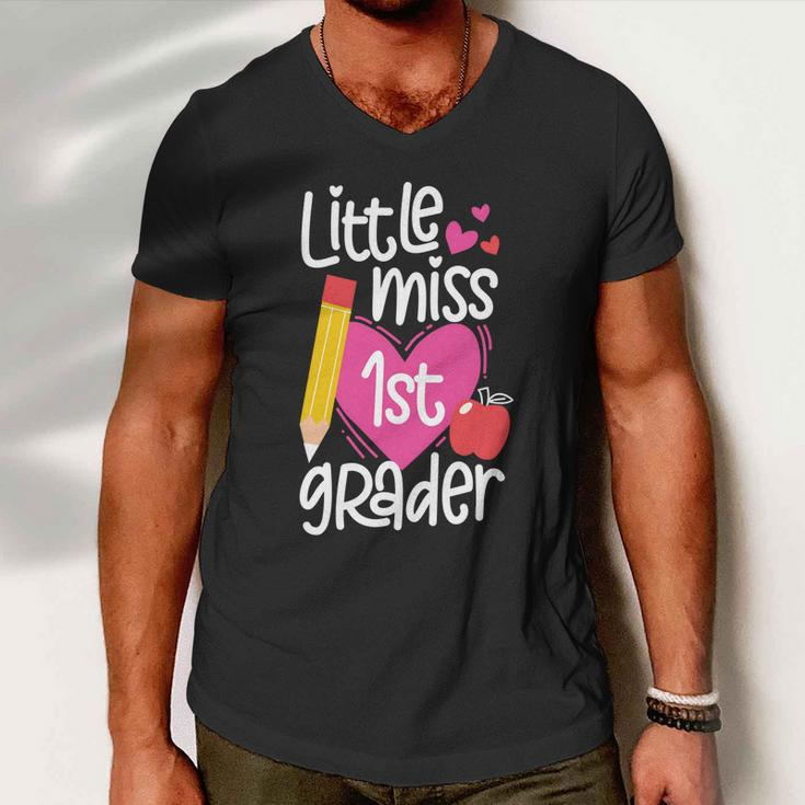 First Day Of School Little Miss 1St Grader Girls Gift Men V-Neck Tshirt