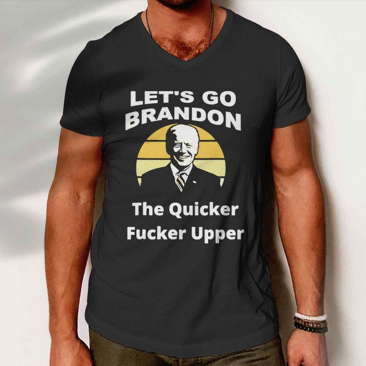 Fjb Lets Go Brandon Let Go Brandon Fjb Funny American Flag Brandon Flag Anti Biden Men V-Neck Tshirt