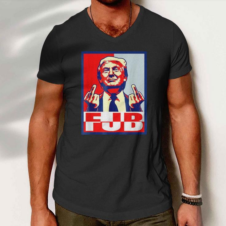 Fjb Trump Middle Finger Tshirt Men V-Neck Tshirt