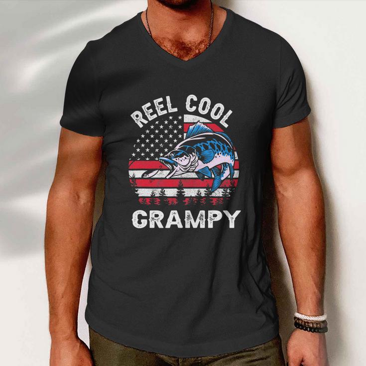 Flag Vintage Reel Cool Grampy Fishing For 4Th Of July Men V-Neck Tshirt