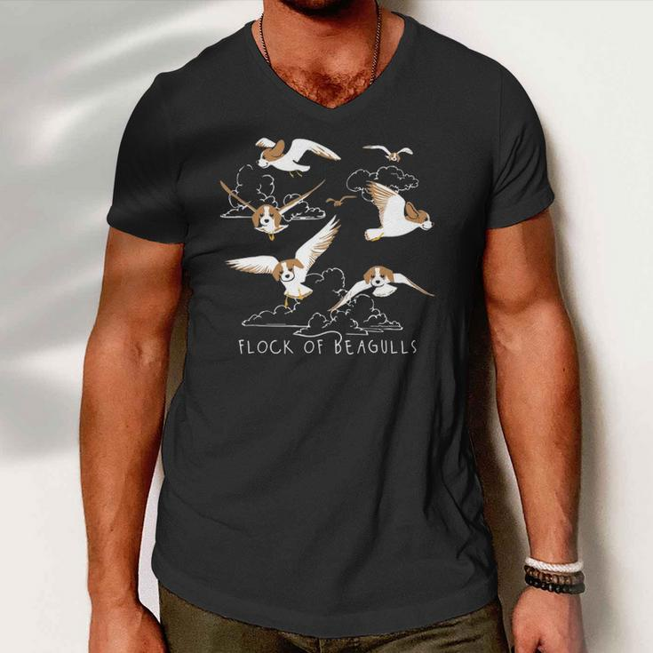 Flock Of Beagulls Beagle With Bird Wings Dog Lover Funny Men V-Neck Tshirt