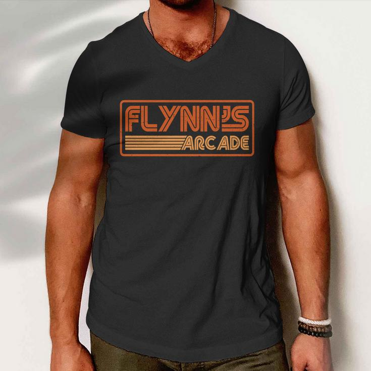 Flynns Arcade Vintage Retro 80S Logo Tshirt Men V-Neck Tshirt