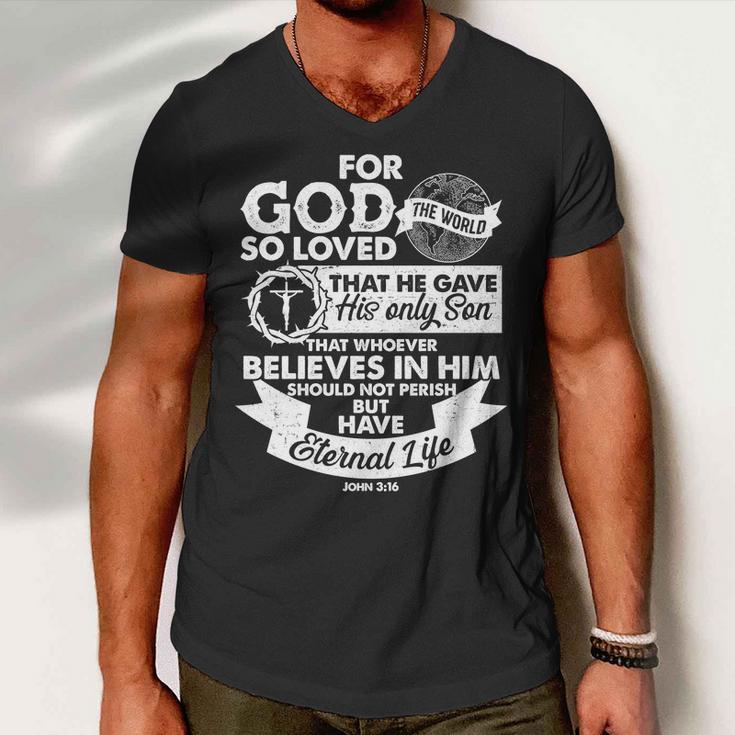 For God So Loved The World John Men V-Neck Tshirt