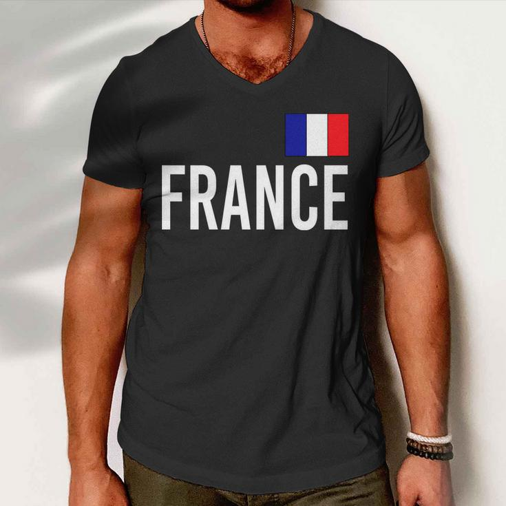 France Team Flag Logo Men V-Neck Tshirt
