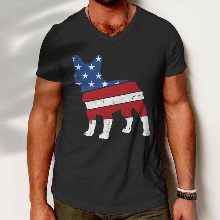 French Bulldog 4Th Of July Cute Frenchie American Flag Dog Men V-Neck Tshirt